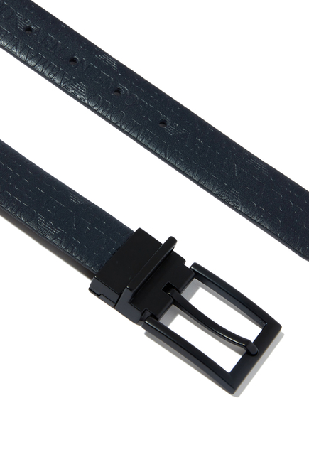 EA Embossed Reversible Belt in Leather